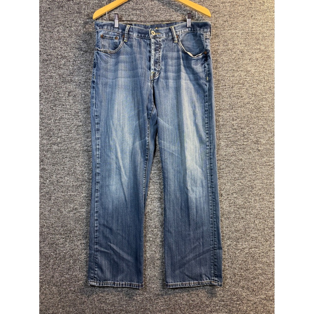 Lucky Brand Dungarees Mens 36 Blue Medium Wash Straight Leg Button Fly Jeans